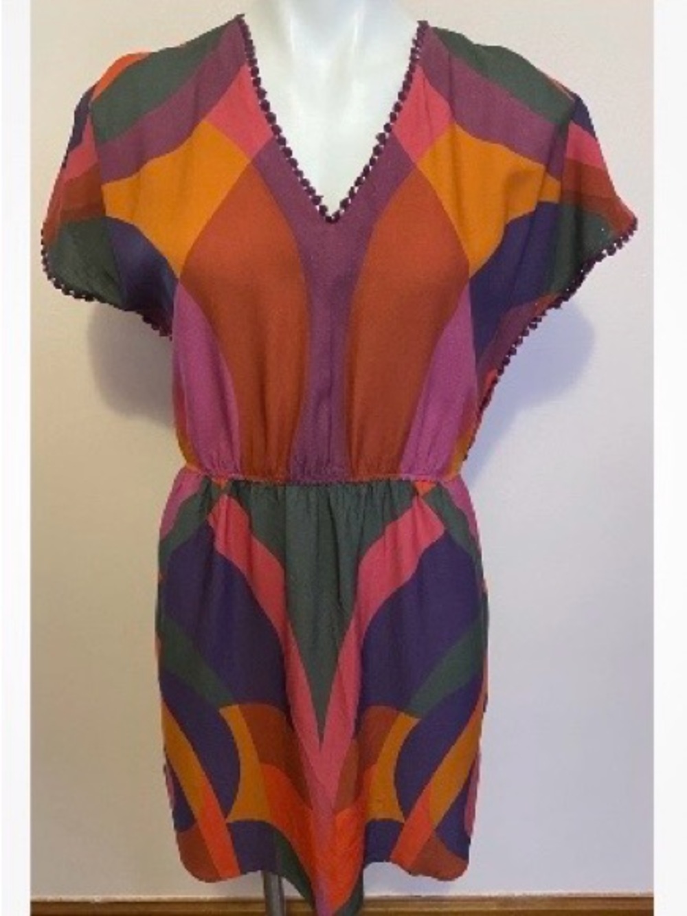 Anthropologie Farm Rio V-Neck Multicolored Mini Dress Small